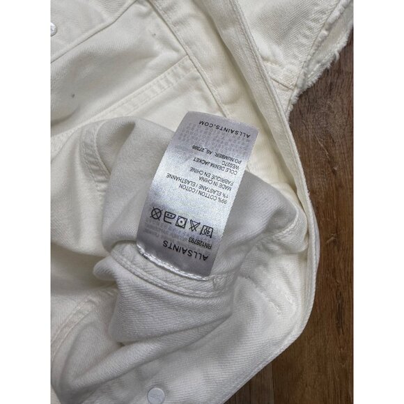 All Saints White Denim Sleeveless Vest Jacket Size 8 - Picture 5 of 6